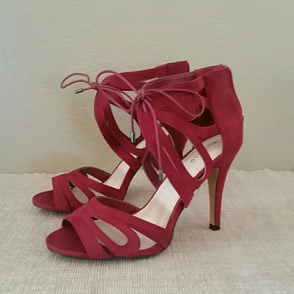 torrid Shoes - Torrid beet red strappy scalloped heel lace front